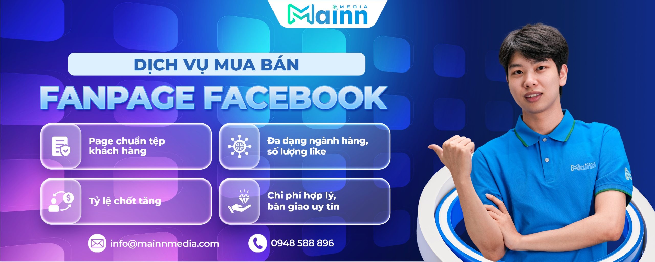 Banner dịch vụ mua bán Fanpage Facebook desktop