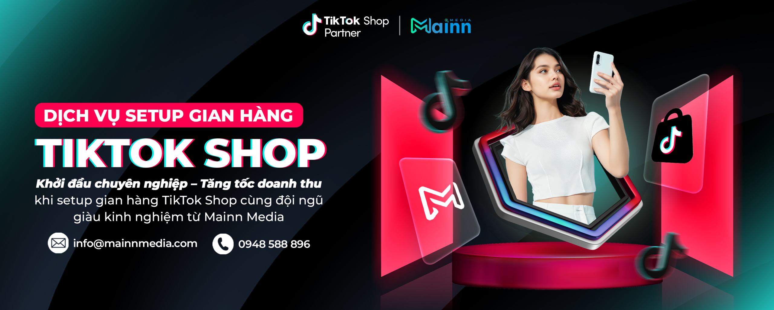 Banner dịch vụ setup gian hàng Tiktok Shop desktop